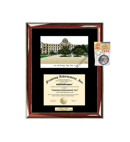 TAMU Diploma Frame Lithograph Texas A&M University College Station Graduation Degree Framing Plaque Certificate Gift Black Matted University Diploma Frames