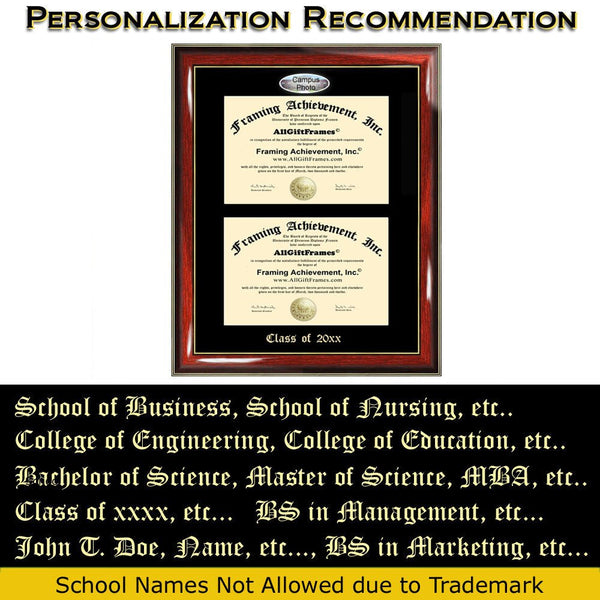 AllGiftFrames Double Certificate Frame Catholic University of America CUA School Embossed Fisheye Campus Photo Dual School Two College Degree Diploma Holder