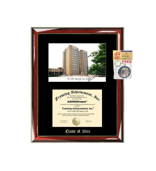 Kent State University KSU Graduation Custom Frame Emboss Lithograph Diploma Degree Framing Embossed Bachelor MBA Master PHD Certificate Framing