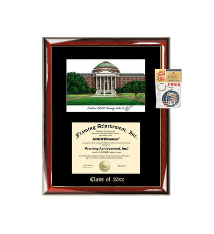 Southern Methodist University Diploma Frame Emboss Lithograph SMU Graduation Degree Framing Gift Diploma Custom Frames Single Black Matted Graduate Gifts