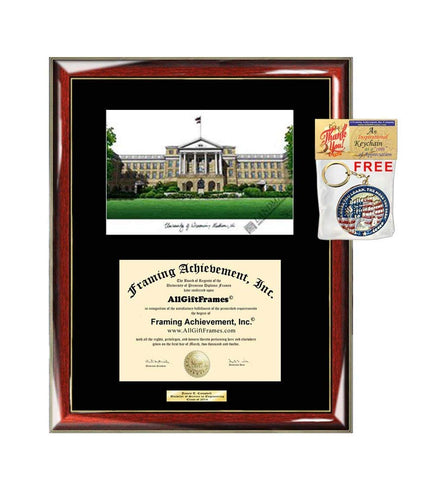 University of Wisconsin Madison Diploma Frame Lithograph Degree UWM University Certificate Framing Graduation Gift Diploma Frames