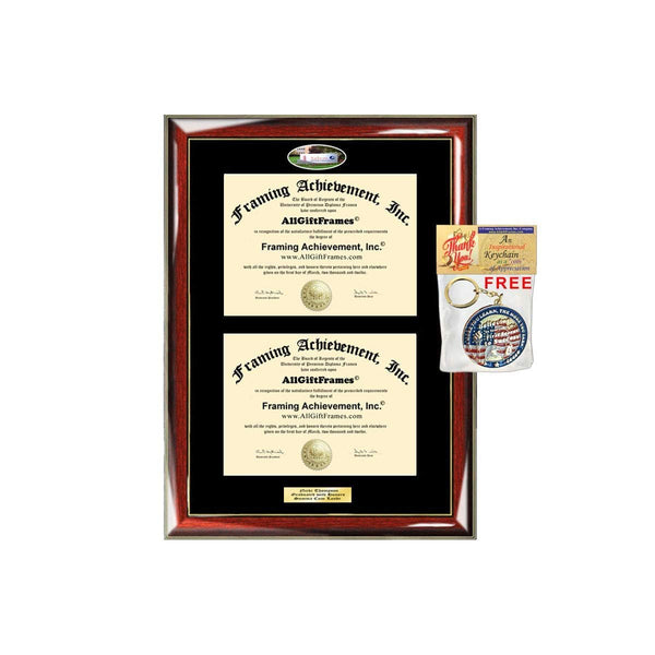 Double Diploma Frame Salem State University SSU Dual Degree Holder Engraving Framing Two Certificate Holder Graduation Gift Bachelor Master MBA