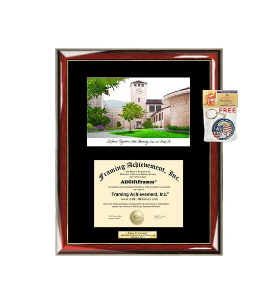 AllGiftFrames California Poly State University San Luis Obispo Diploma Frame Lithograph Degree Graduation Framing Black Matted Engraved Custom University Graduate Gift Holder Case
