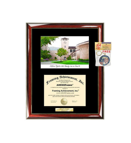 AllGiftFrames California Poly State University San Luis Obispo Diploma Frame Lithograph Degree Graduation Framing Black Matted Engraved Custom University Graduate Gift Holder Case
