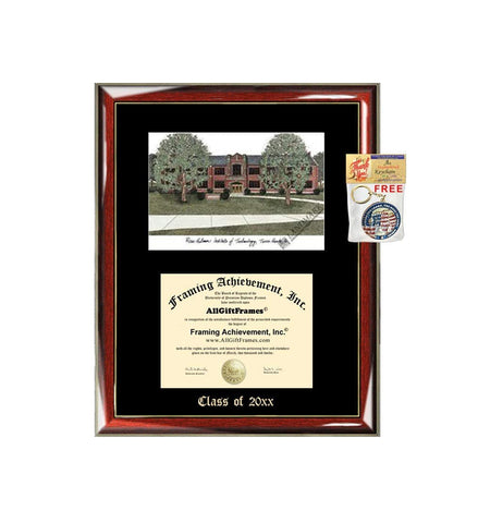 Rose-Hulman Institute of Technology Diploma Frame Emboss Lithograph RHIT Degree Framing Certificate Graduation Gift Single Black Matted University Diploma Frame