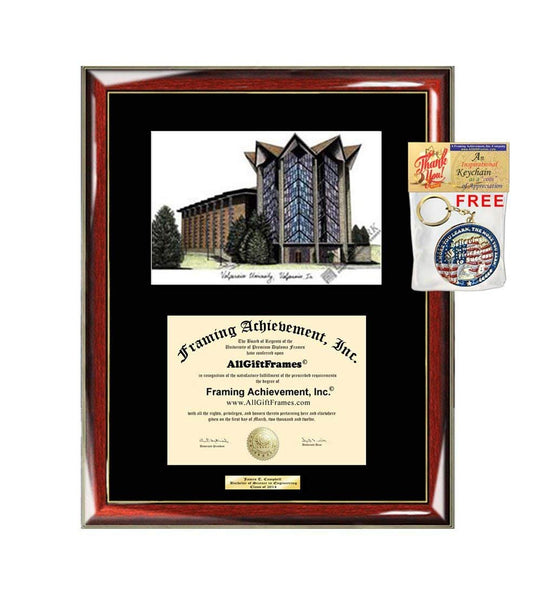 AllGiftFrames Valparaiso University Diploma Frame Lithograph Degree Graduation Framing Black Matted Engraved Custom University Graduate Gift Holder Case