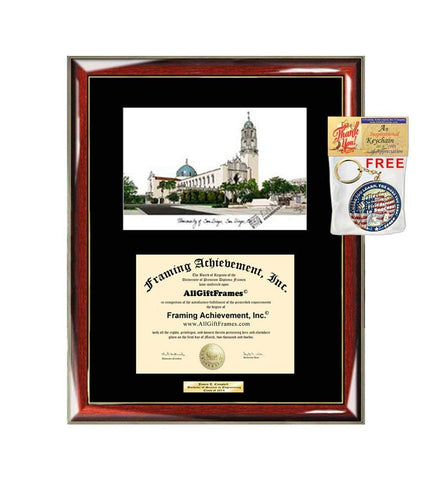 University of San Diego Diploma Frame Lithograph USD Graduation Degree Framing Graduate Gift Certificate University Diploma Frames