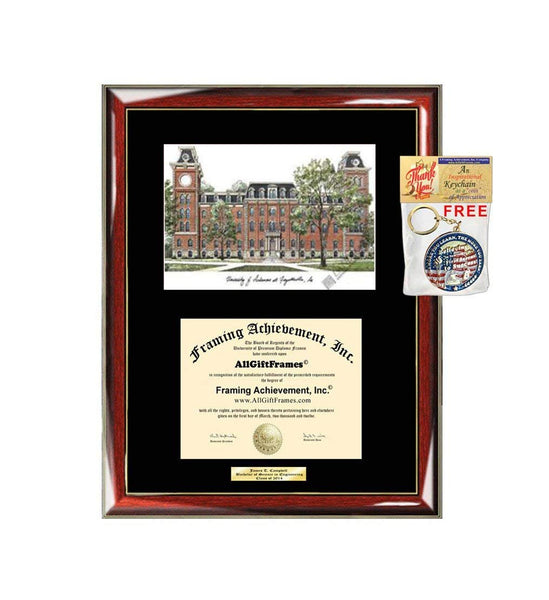 AllGiftFrames University of Arkansas Diploma Frame Lithograph Degree Graduation Framing Black Matted Engraved Custom University Graduate Gift Holder Case