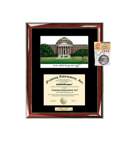 AllGiftFrames Southern Methodist University Diploma Frame Lithograph SMU Graduation Degree Framing Gift Diploma Custom Frames Single Black Matted Graduate Gifts
