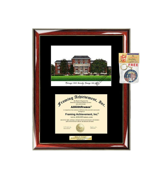 Mississippi State University MSU Diploma Frame Lithograph Degree Graduation Framing Black Matted Engraved Custom University Graduate Gift Holder Case