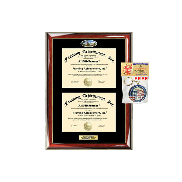 Double Diploma Frame Bowling Green State University BGSU Campus Photo Graduation Dual Degree Plaque Framing Two Certificate Holder Bachelor Master MBA