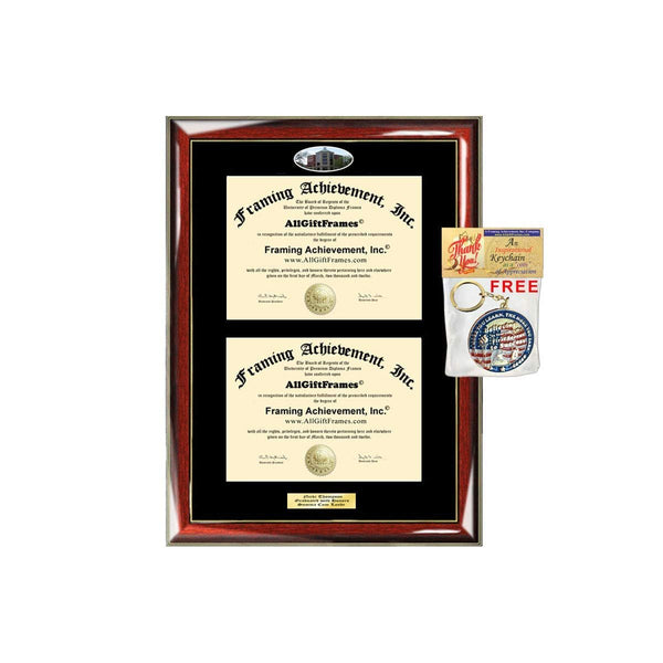 Double Diploma Frame Benedictine University Campus Photo Graduation Dual Degree Plaque Gift Framing Two Degree Plaque