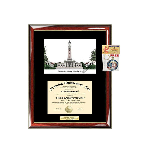 Louisiana State University LSU Diploma Frame Lithograph Degree Graduation Framing Black Matted Engraved Custom University Graduate Gift Holder Case