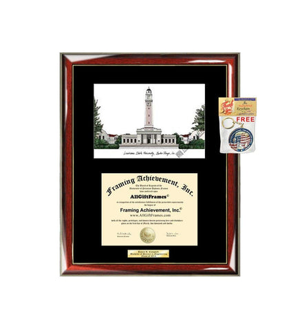 Louisiana State University LSU Diploma Frame Lithograph Degree Graduation Framing Black Matted Engraved Custom University Graduate Gift Holder Case