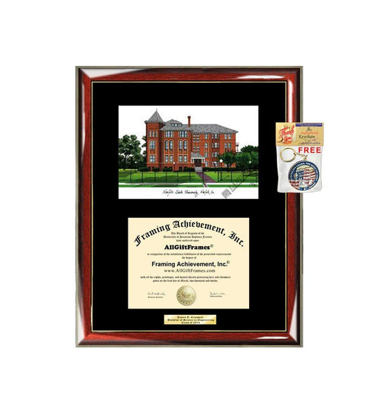 Norfolk State University Diploma Frame Lithograph NSU Degree Framing Graduation Glossy Prestige Mahogany with Gold Accents Single Black Matted University Diploma Frame