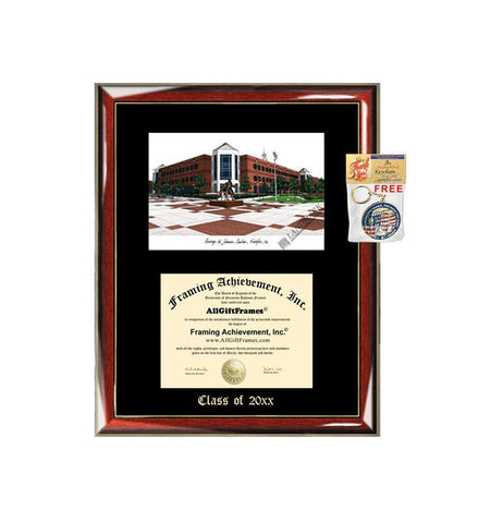 George Mason University GMU Graduation Custom Frame Emboss Lithograph Diploma Degree Framing Embossed Bachelor MBA Master PHD Certificate Framing