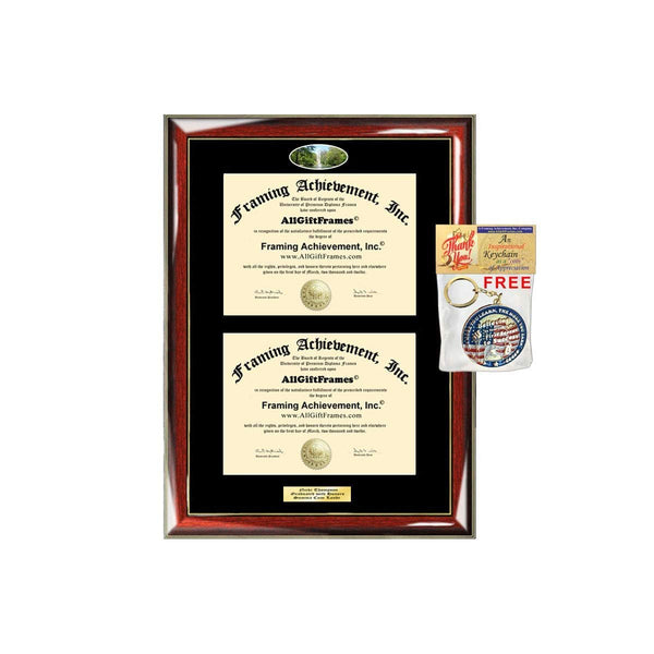 Double Diploma Frame Butler University Campus Photo Graduation Dual Degree Plaque Gift Framing Two Degree Plaque