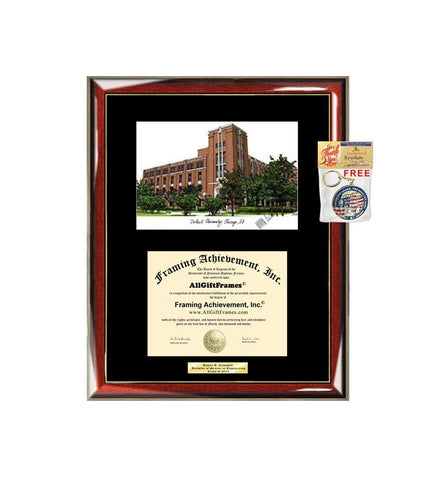 AllGiftFrames DePaul University Diploma Frame Lithograph Degree Graduation Framing Black Matted Engraved Custom University Graduate Gift Holder Case