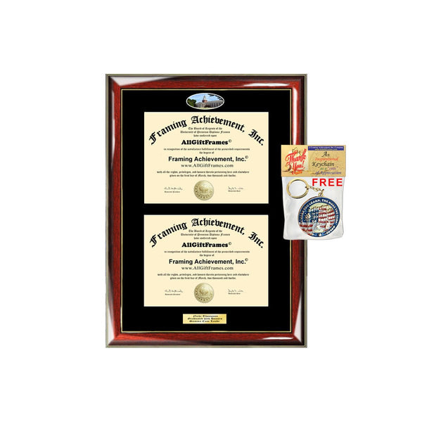 Double Diploma Frame Central Connecticut State University CCSU Campus Photo Graduation Dual Degree Plaque Graduate Gift Framing Two Diploma Fisheye