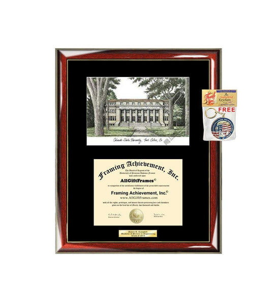 AllGiftFrames Colorado State University CSU Diploma Frame Lithograph Degree Graduation Framing Black Matted Engraved Custom University Graduate Gift Holder Case