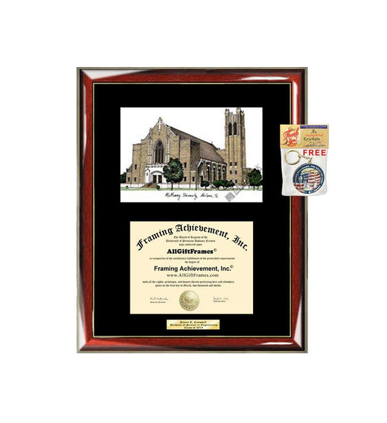 AllGiftFrames McMurry University Diploma Frame Lithograph Degree Graduation Framing Black Matted Engraved Custom University Graduate Gift Holder Case