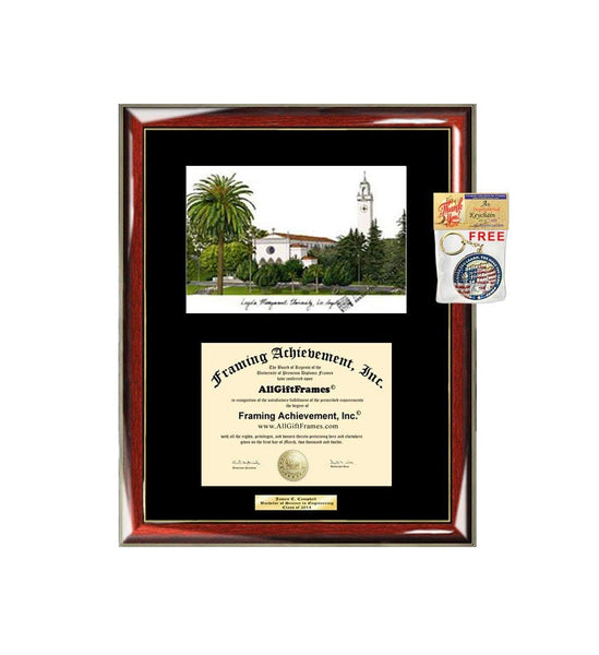 AllGiftFrames Loyola Marymount University LMU Diploma Frame Lithograph Degree Graduation Framing Black Matted Engraved Custom University Graduate Gift Holder Case