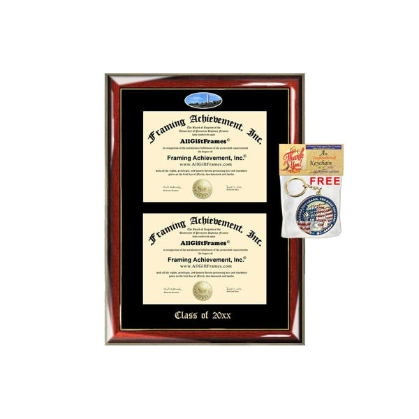 AllGiftFrames Double Certificate Frame Pepperdine University School Embossed Fisheye Campus Photo Dual School Two College Majors Custom Diploma Holder