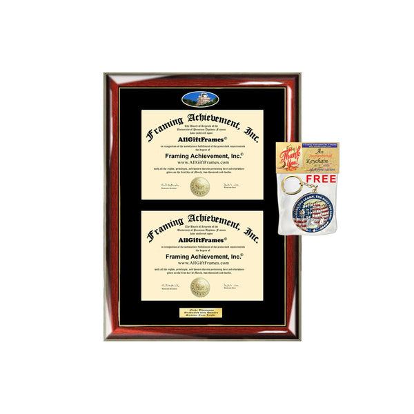 Double Diploma Frame University of Arkansas Fayetteville UAF Dual Degree Holder Engraving Framing Two Certificate Holder Graduation Gift Bachelor Master MBA