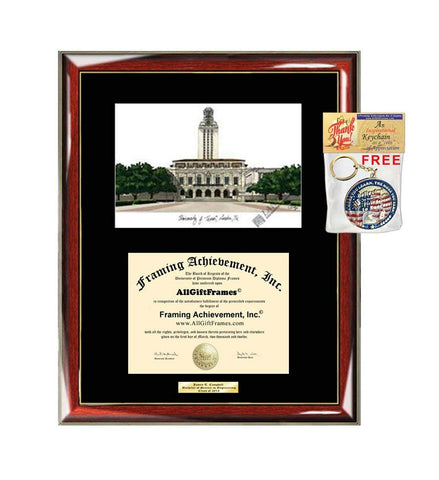 University of Texas Austin Diploma Frame Lithograph UTA Graduation Gift Diploma Framing Degree Plaque University Diploma Frames