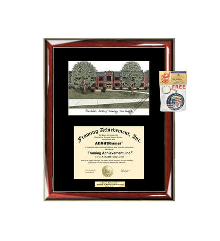 Rose-Hulman Institute of Technology Diploma Frame Lithograph RHIT Degree Framing Certificate Graduation Gift Single Black Matted University Diploma Frame