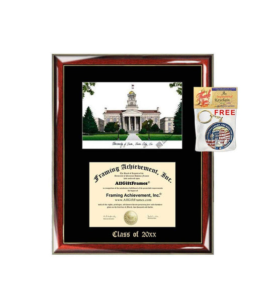 University of Iowa Graduation Custom Frame Emboss Lithograph Diploma Degree Framing Embossed Bachelor MBA Master PHD Certificate Framing