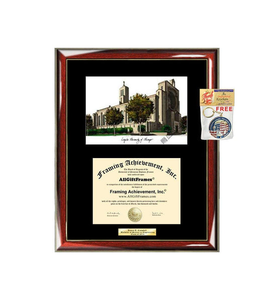 Loyola University of Chicago LUC Diploma Frame Lithograph Degree Graduation Framing Black Matted Engraved Custom University Graduate Gift Holder Case