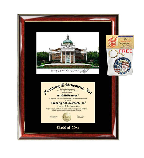 University of Southern Mississippi Diploma Frame Emboss Lithograph USM Graduation Degree Framing Graduate Gift University Diploma Frames