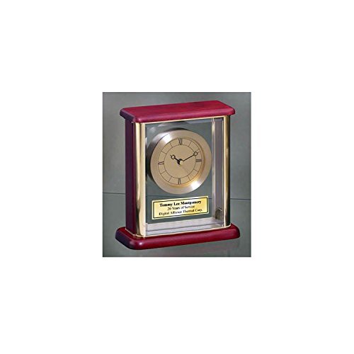 Engraved Desk Clock Encased in Glass Gold Brass Personalized desk table clock employee recognition award gift wedding anniversary retirement gift employee service recognition retire birthday