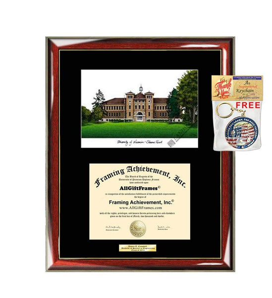 University of Wisconsin Stevens Point Diploma Frame UWSP Lithograph Graduation Gift Graduate Certificate Holder Case Diploma Frames
