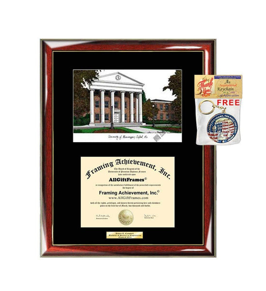 University of Mississippi Diploma Frame Lithograph OLEMISS Degree Framing Certificate Graduation Plaque Prestige Mahogany Accents Single Black Matted University Diploma Frame