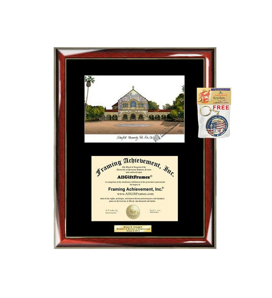 Stanford University Diploma Frame Lithograph Graduation Degree Framing Gift College Graduate Plaque Black Matted University Diploma Frames