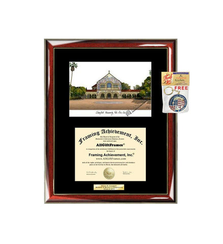 Stanford University Diploma Frame Lithograph Graduation Degree Framing Gift College Graduate Plaque Black Matted University Diploma Frames