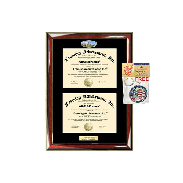 Double Diploma Frame Lee University Dual Degree Holder Engraving Framing Two Certificate Holder Graduation Gift Bachelor Master MBA School