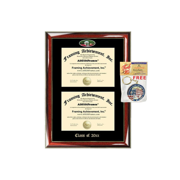 AllGiftFrames Double Certificate Frame UNC University of North Carolina Chapel Hill School Embossed Fisheye Campus Photo Dual School Two College Majors
