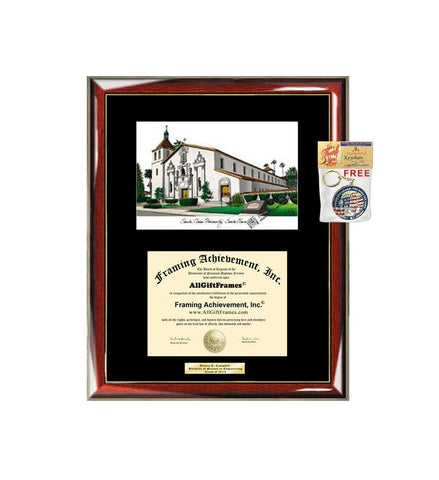 Santa Clara University Diploma Frame Lithograph SCU Graduation Degree Framing Plaque Graduate Gift Single Black Matted University Diploma Frames