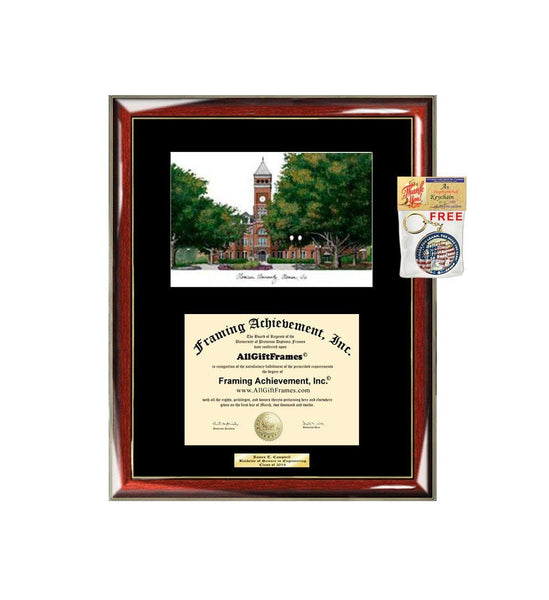 AllGiftFrames Clemson University Diploma Frame Lithograph Degree Graduation Framing Black Matted Engraved Custom University Graduate Gift Holder Case