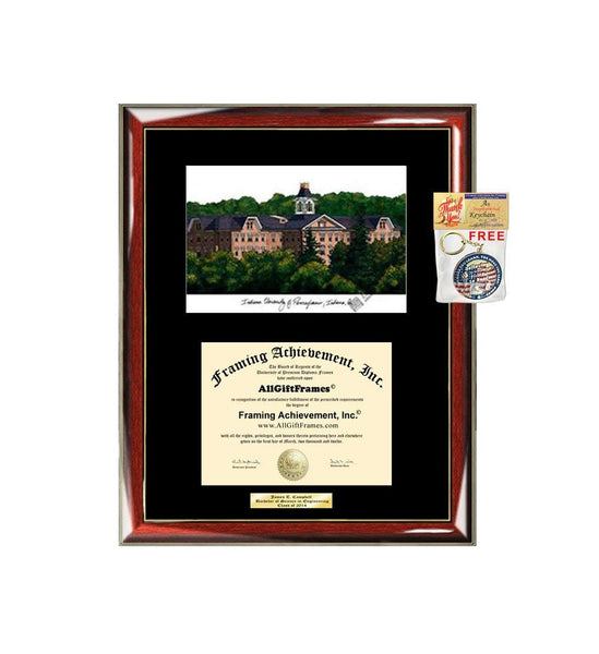 AllGiftFrames Indiana University of Pennsylvania IUP Diploma Frame Lithograph Degree Graduation Framing Black Matted Engraved Custom University Graduate Gift Holder Case