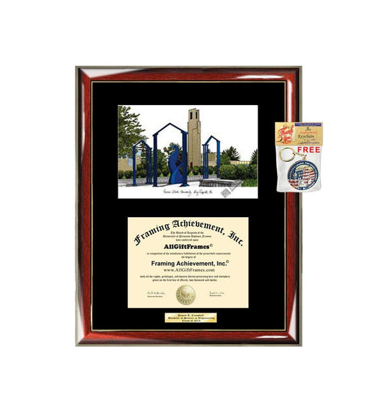 Ferris State University FSU Diploma Frame Lithograph Degree Graduation Framing Black Matted Engraved Custom University Graduate Gift Holder Case