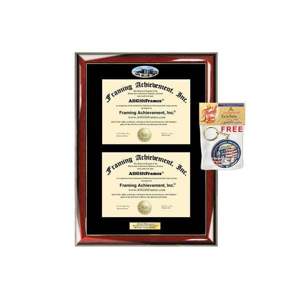 Double Diploma Frame UWGB University of Wisconsin Green Bay Dual Degree Holder Engraving Framing Two Certificate Holder Graduation Gift Bachelor Master MBA