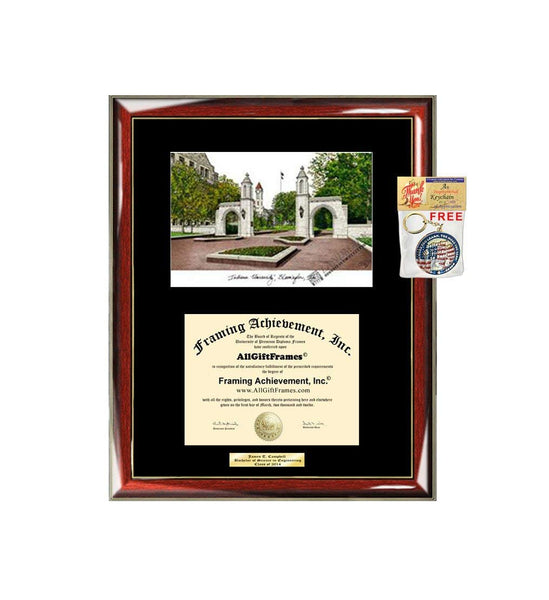 AllGiftFrames Indiana University Bloomington Diploma Frame Lithograph Degree Graduation Framing Black Matted Engraved Custom University Graduate Gift Holder Case