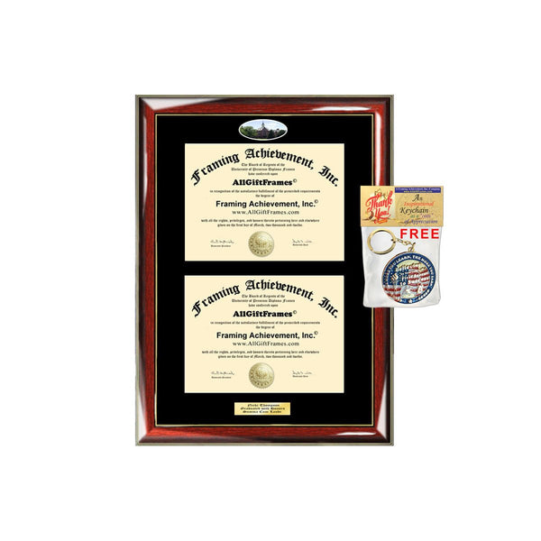 Double Diploma Frame Seton Hall University SHU Dual Degree Holder Engraving Framing Two Certificate Holder Graduation Gift Bachelor Master MBA
