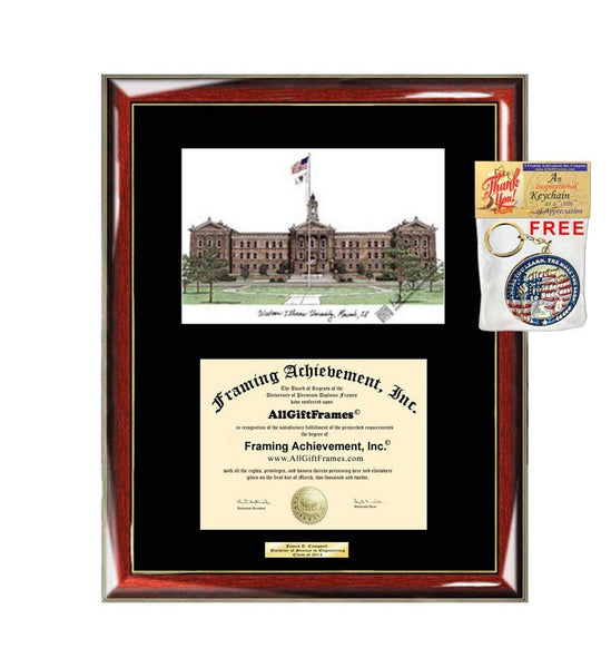Western Illinois University Diploma Frame WIU Lithograph Matted Graduation Degree Framing College Plaque Graduate Gift