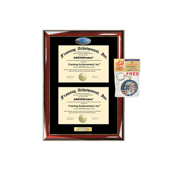 Double Diploma Frame CSULB Degree California State University Long Beach Campus Photo Graduation Dual Degree Plaque Framing Two Certificate Holder Bachelor Master MBA