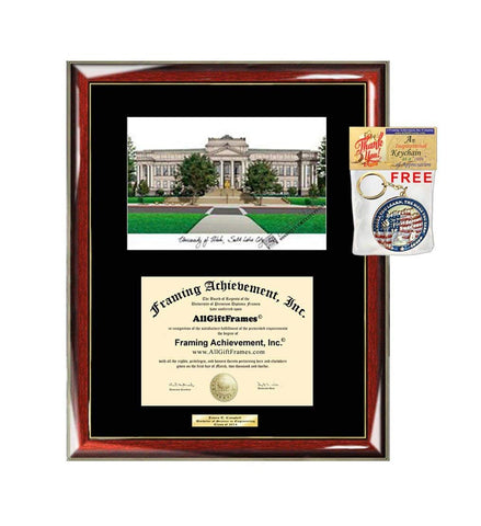 University of Utah Diploma Frame Lithograph Graduation Degree Framing Certificate Plaque Graduate Gift College Diploma Frame